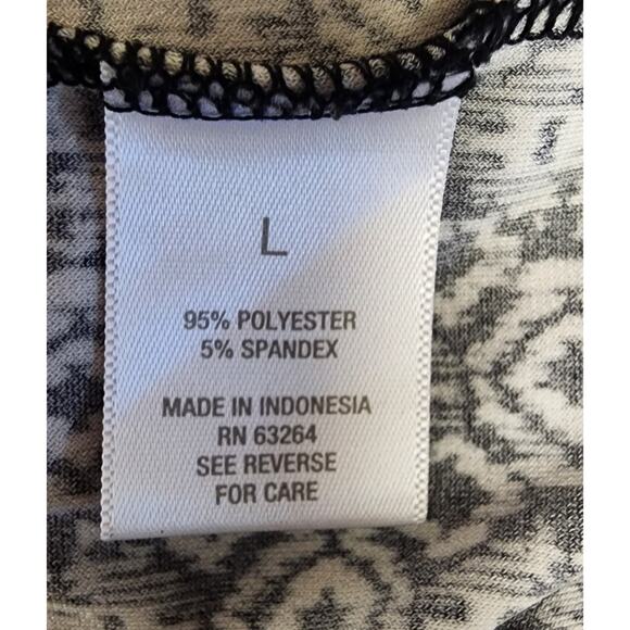 Westport Women’s Tunic Top Notched V-neck Blouse Boho Floral Black/White Size L - Picture 6 of 7